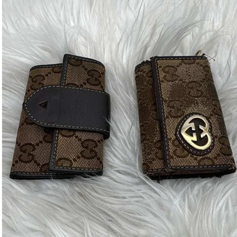 Authentic Gucci GG‎ Canvas Wallet Bundle Vintage Designer Lot Read